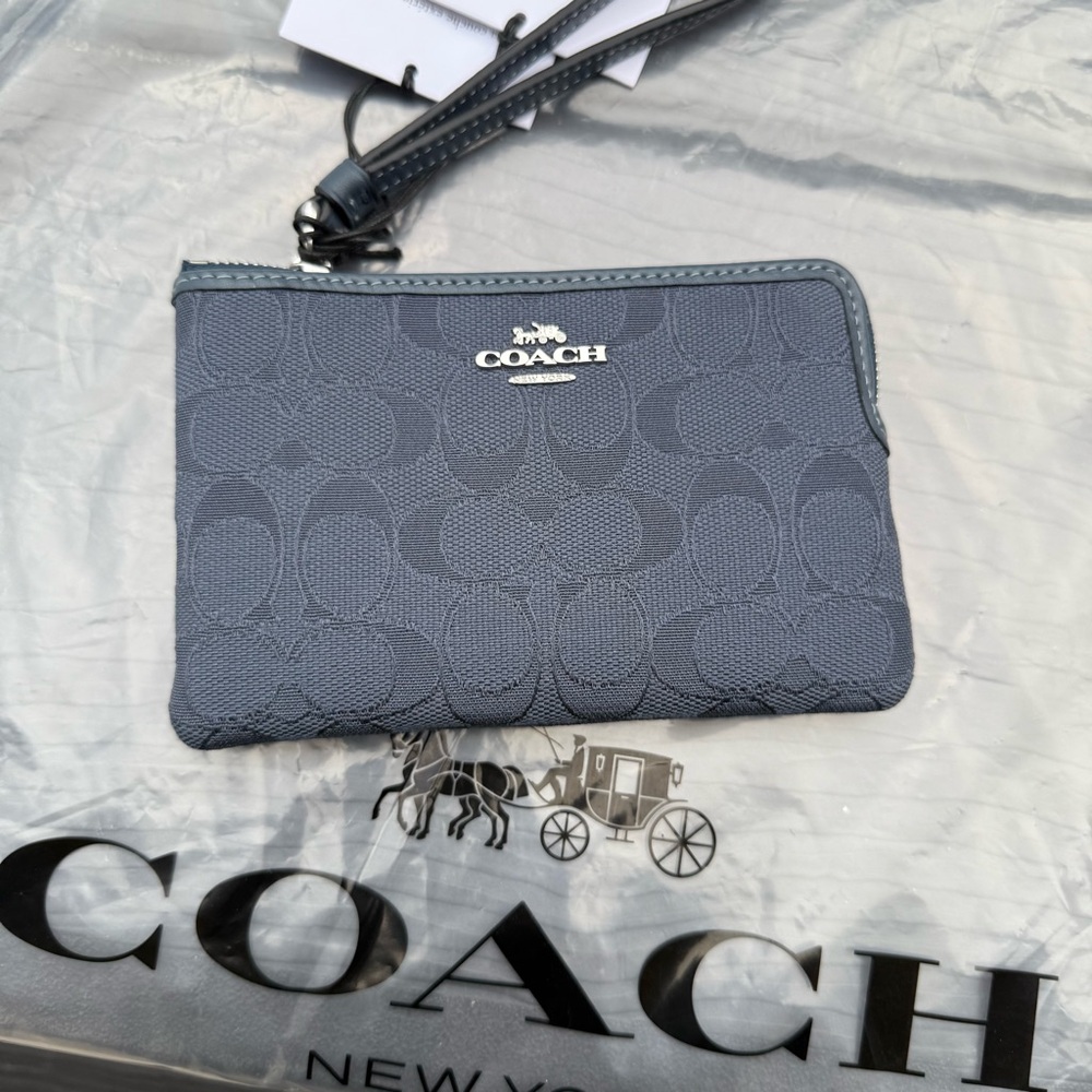 Coach Charcoal Signature Wristlet